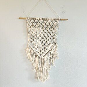Macrame Wall Hanging Handmade Boho Wood Dowel Tapestry Woven Art Fringe